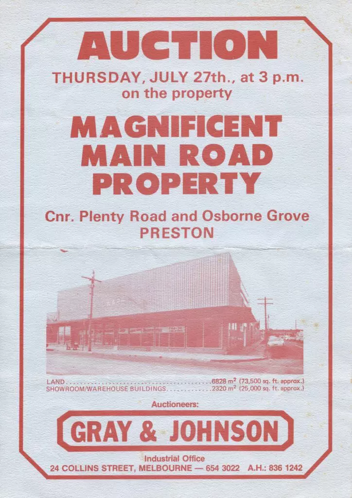 1974. Original WJ Inglis Timber & Hardware, Preston property sold at auction