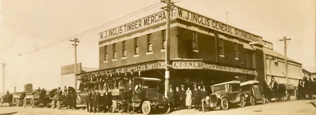 1921. WJ Inglis Timber & Hardware, Opening Day.