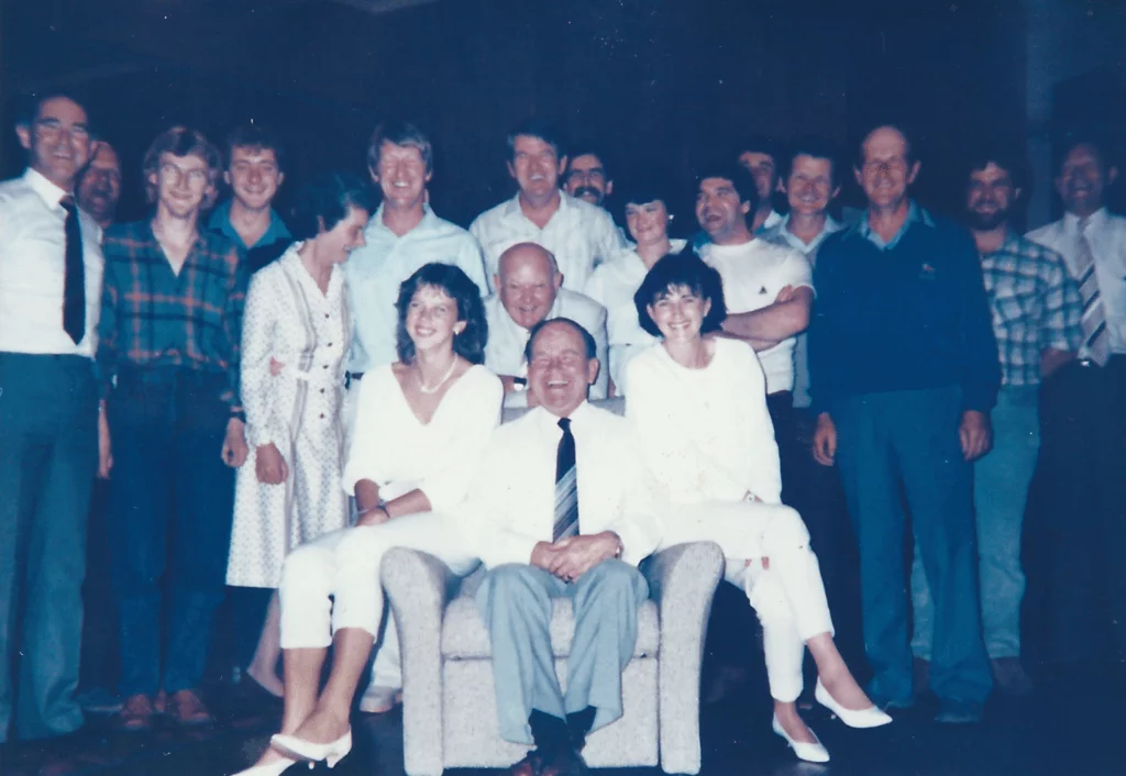 1985. Retirement of Colac Mitre10 Store Manager (1967–1985):  Ian Nelson and staff.